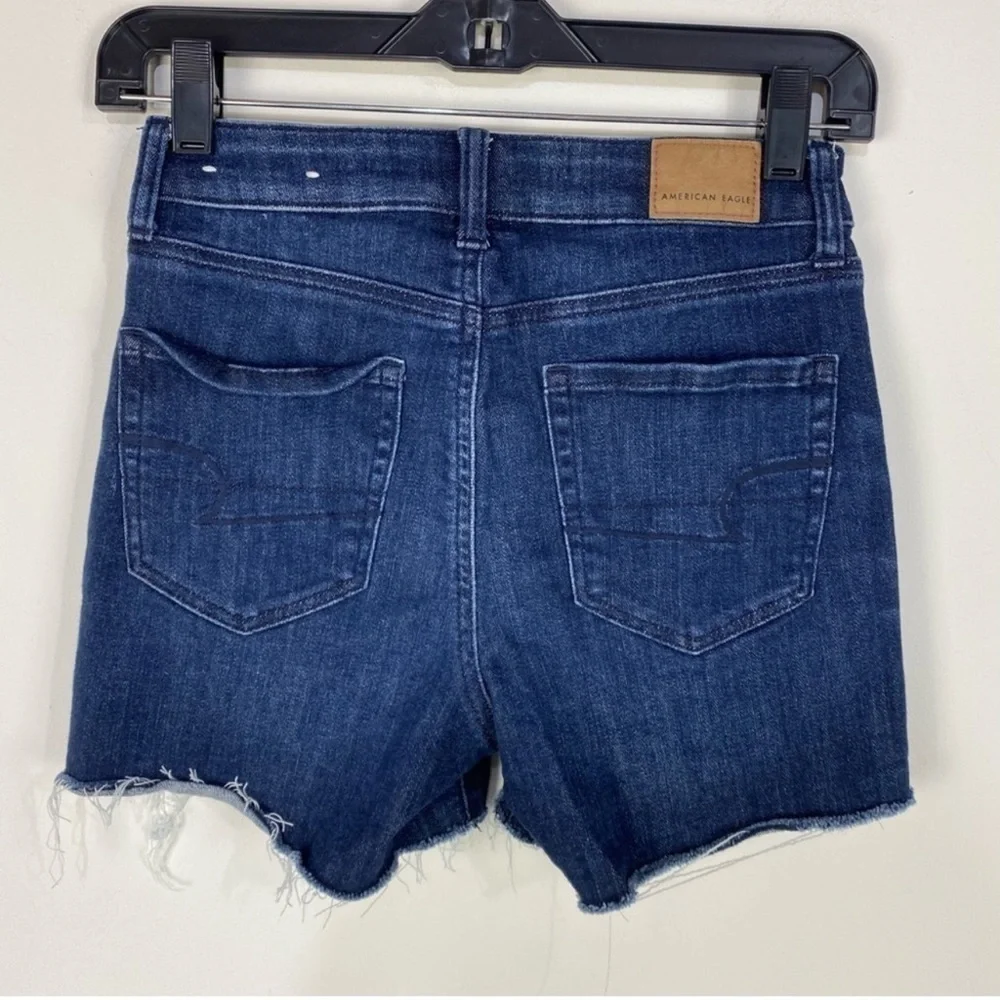 American Eagle Outfitters Super Hi Rise Shortie Raw Hem Denim Jean Shorts size 4